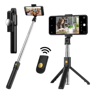 Compact Rotating Bluetooth Selfie Stick/Tripod with Mirror